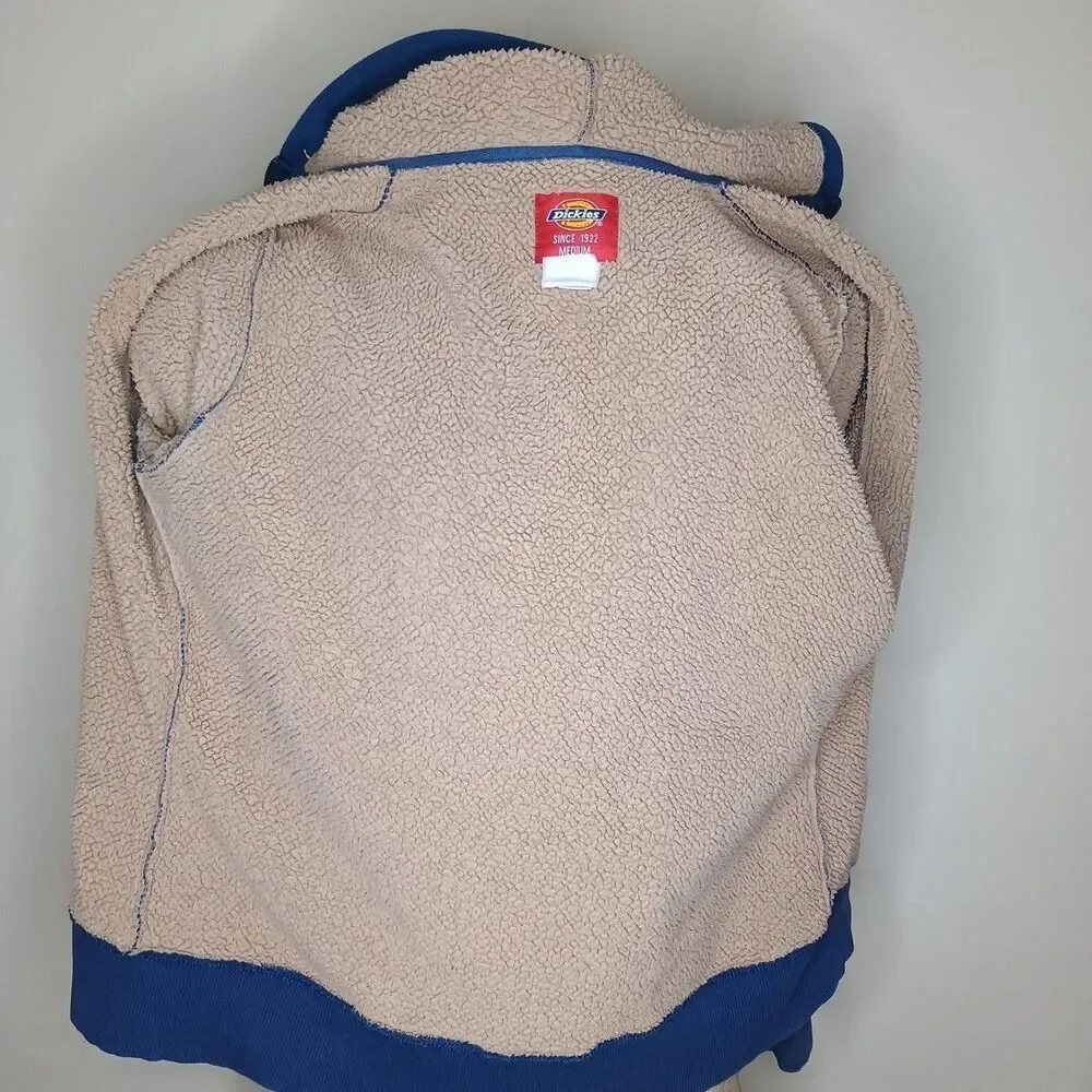 Dickies Hoodie Sweatshirt Mens Sz M Fleece Lined Full Zip Blue